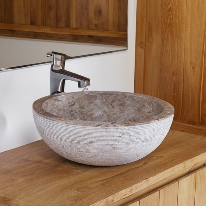 Vasque à poser ronde marbre gris Ø40cm KC-G GREY
