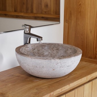 Vasque à poser ronde marbre gris Ø40cm KC-G GREY