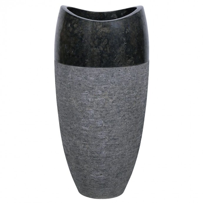Vasque piedestal noire marbre Ø40cm design PGT-G