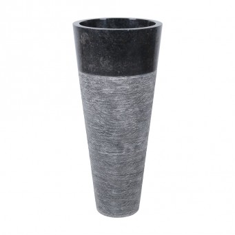 Vasque colonne marbre noir Ø40cm finition traits fins PA22-G BLACK