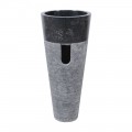 Vasque sur pied noir marbre Ø40cm traits PA22G