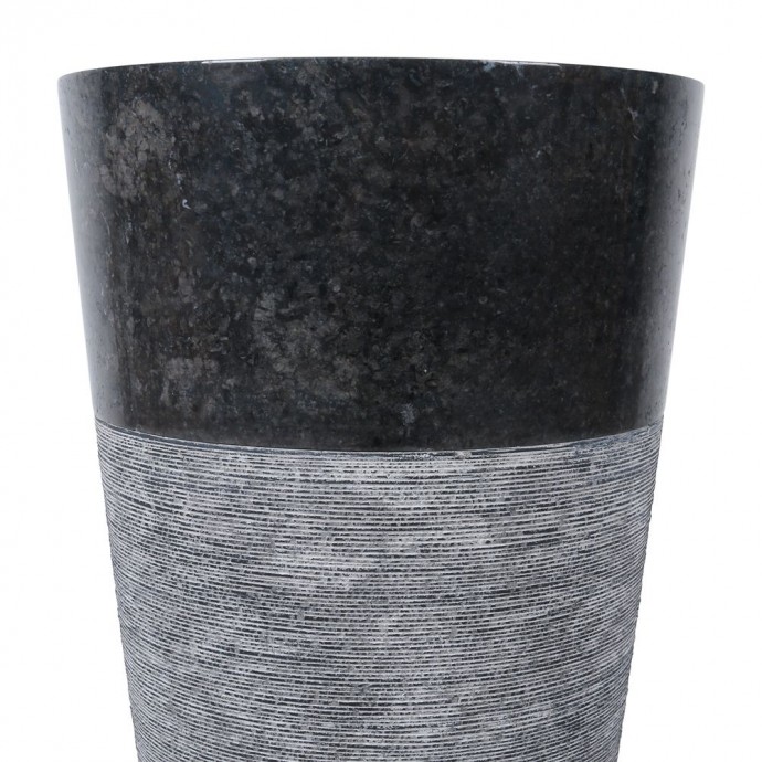 Vasque colonne noir marbre Ø40cm traits PA22G