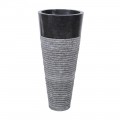 Vasque colonne noir marbre Ø40cm brute PA22-M
