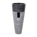 Vasque sur pied noir marbre Ø40cm brute PA22-M
