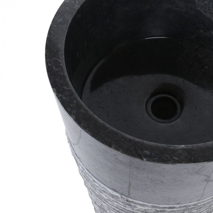 Vasque colonne noir marbre sur pied Ø40cm brute PA22-M