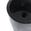 Vasque colonne noir marbre sur pied Ø40cm brute PA22-M