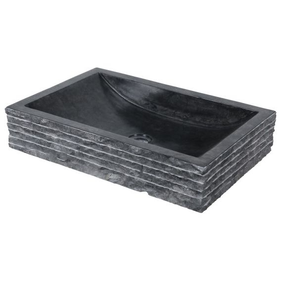 Vasque marbre rectangle noire 60cm brute RSB-M