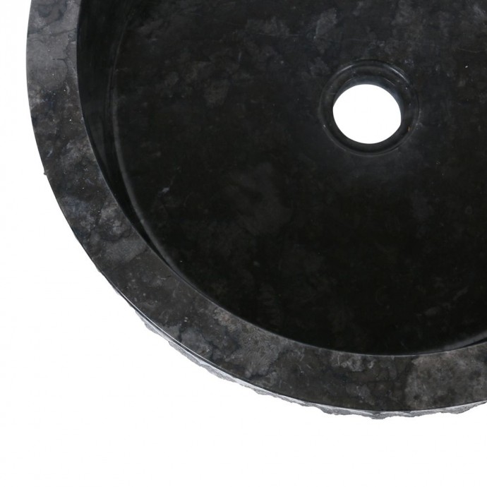 Vasque marbre salle de bain Ø40cm brute SL-M noire