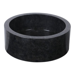 Vasque marbre cylindre noire Ø40cm lisse SL-P