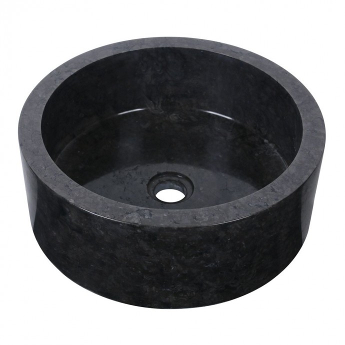 Vasque marbre moderne noire Ø40cm lisse SL-P